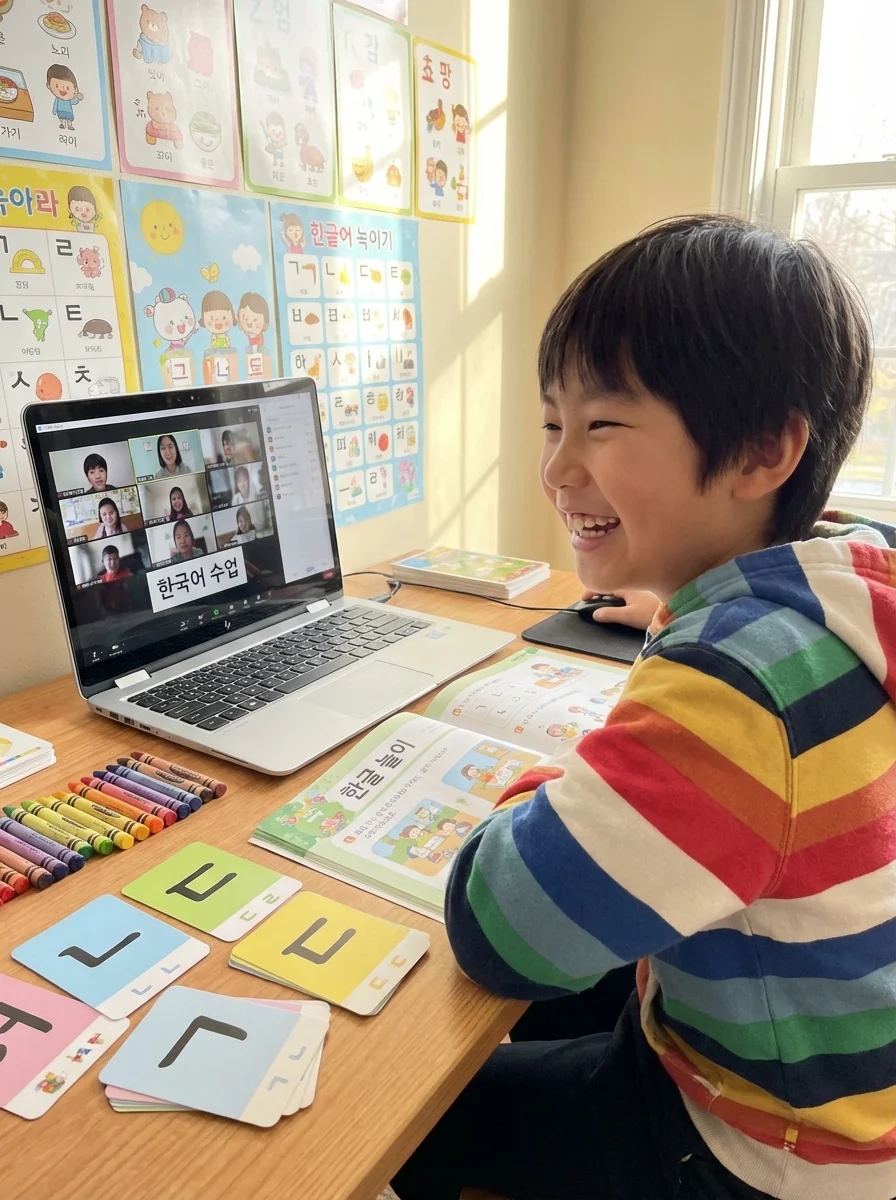 Kids learning Korean
